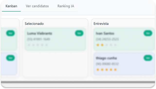 Kanban de seleção por etapas